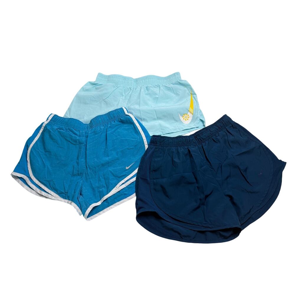 3 Nike Girls athletic running shorts in blue and teal colors Size Small